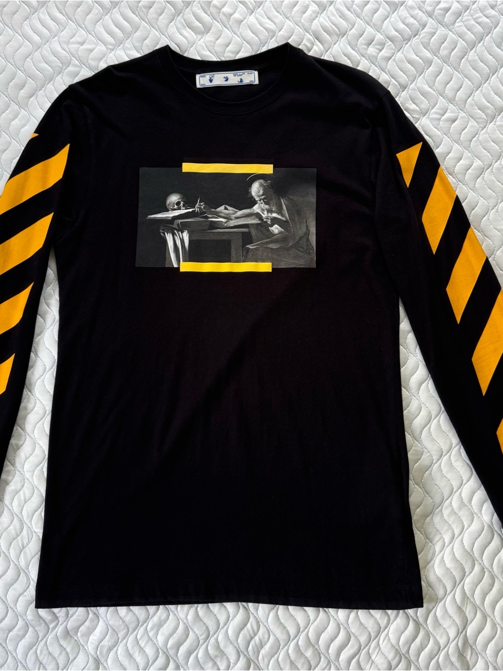 Off-White Caravaggio Diagonal Long Sleeve T-Shirt Black Men’s M Authentic
